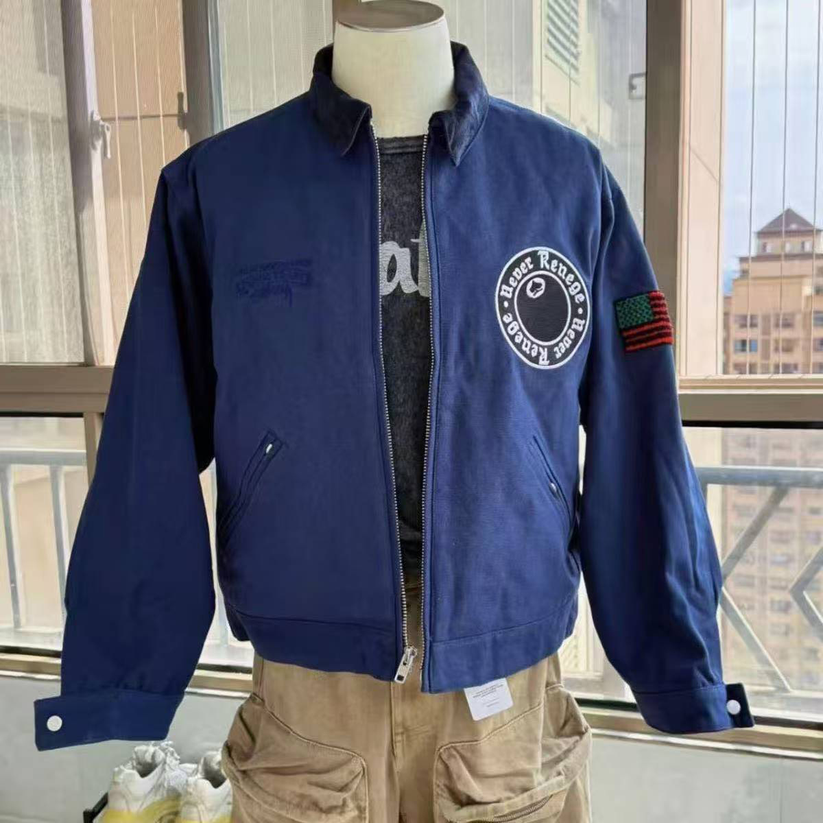 Denim Tears x Stüssy Work Jacket Embroidered Washed Navy