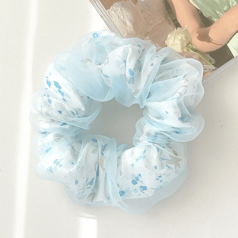 Flower double -layer gauze blue