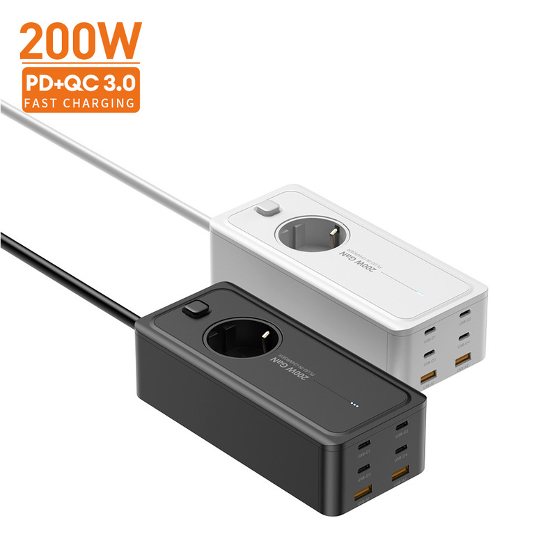 Gan Gallium Nitride 200W Charger 1250W Charging Head Mobile Phone Notebook Pd3.0 Socket Charging Source Adaptation