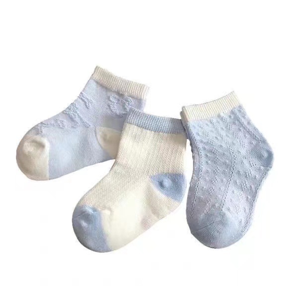 Calcetines para recién nacidos Calcetines para bebés de primavera y otoño para bebés Un tipo de malla transpirable 0-3 calcetines para bebés calcetines de algodón de tubo medio suelto