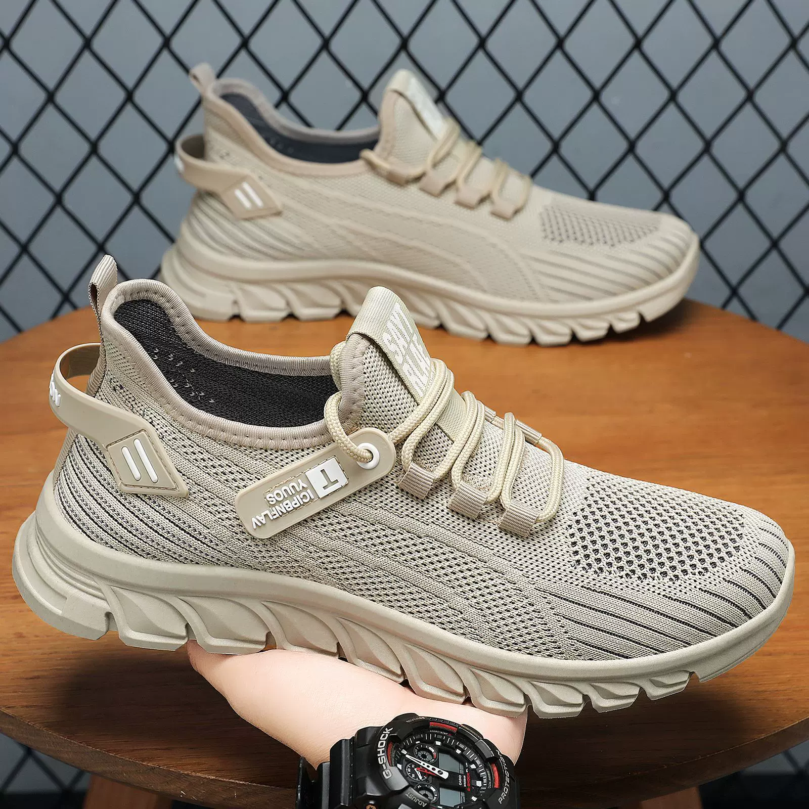 运动鞋男士春季大码男鞋跨境代发跑步鞋百搭网鞋软底不累脚单鞋