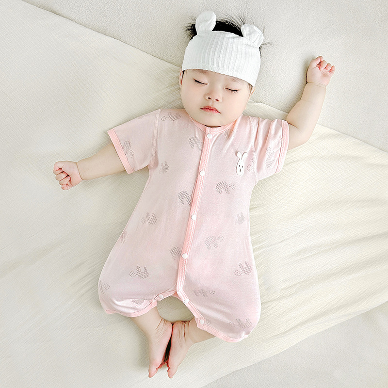 Mono de bebé verano para hombres y mujeres, mameluco delgado de manga corta, ropa de verano para bebés, ropa de escalada transpirable, ropa para recién nacidos