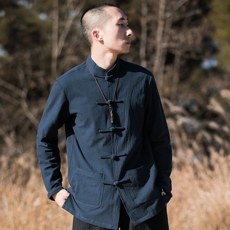 Tang suit men's new Chinese style button shirt, retro Chinese collar cotton and linen shirt, spring and summer casual Chinese style men's top
