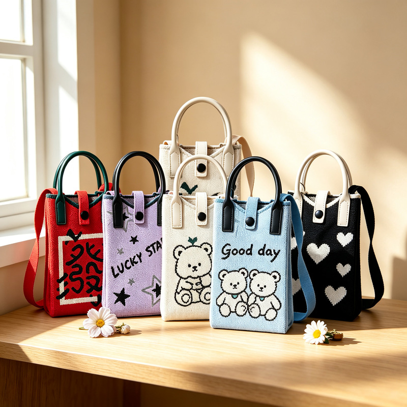 Cute and sweet knitted phone bag, shoulder bag, crossbody bag, handheld bag, mini versatile fashion bag, phone pouch Cute and sweet knitted phone bag, shoulder bag, crossbody bag, handheld bag, mini versatile fashion bag, phone pouch