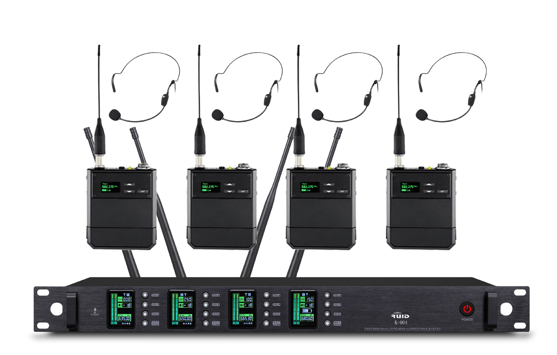 锐迪/RUID K-904专业无线头戴话筒一拖四头戴麦克风演出主持话筒