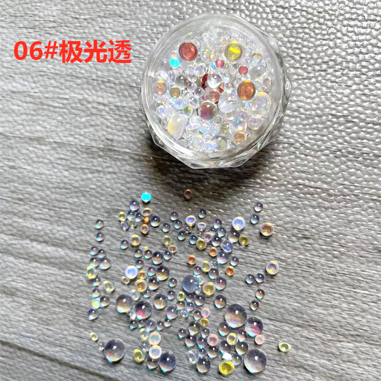 Uña de sirena de color fantasma aurora perforación joyas cristal de color caramelo semicircular mezcla de macarón perforación de uñas