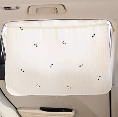 Curtains, Cute Car Sun Protection, Sun shade - quilted-embroidered-hemmed-embroidered-curtains-black-and-white-dog-head