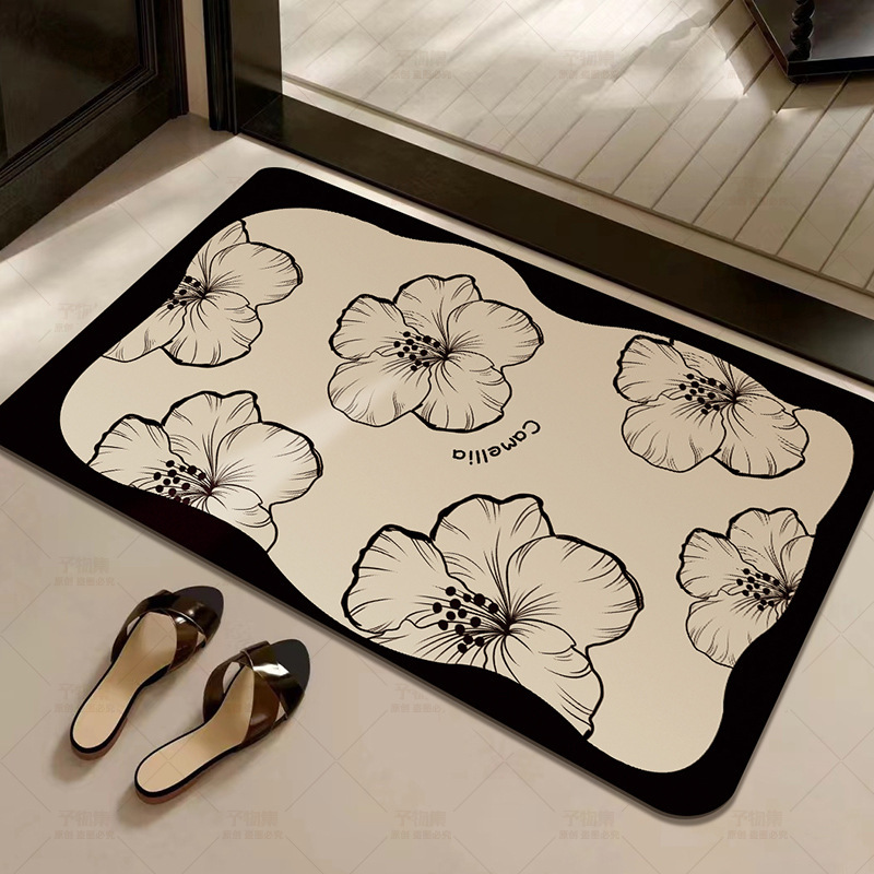 Xiao Xiang Feng Camellia Bathroom Mat Toilet Foot Mat Toilet Diatom Mud Absorbent Quick-drying Cushion