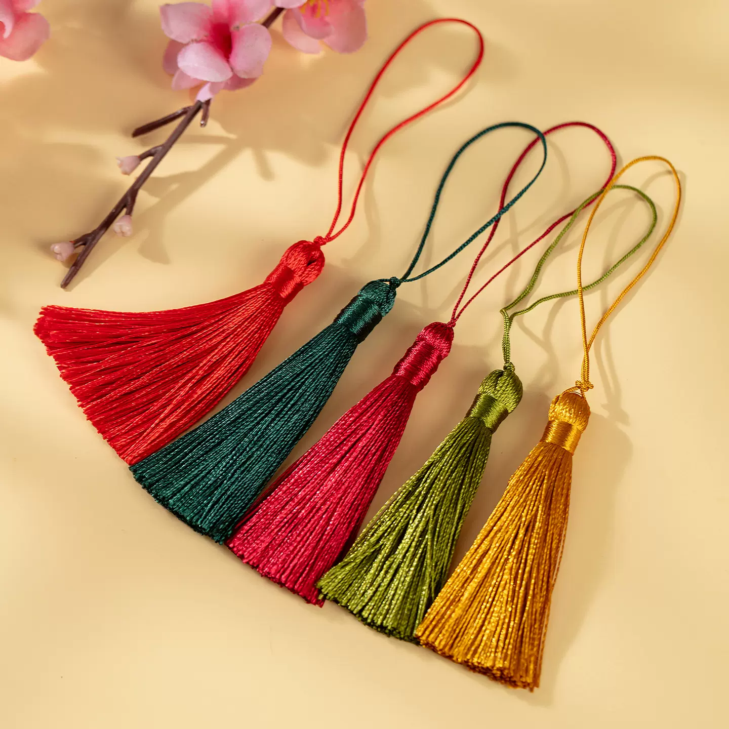 国风书签服饰吊穗配件饰品涤纶流苏穗子8cm短胖流苏垂直流苏批发