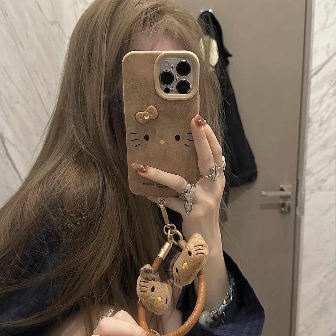 Lambskin Hello Kitty Apple 16ProMax Mobile Phone Case iPhone15Pro New 13 Women 12 Soft 14 Set 11