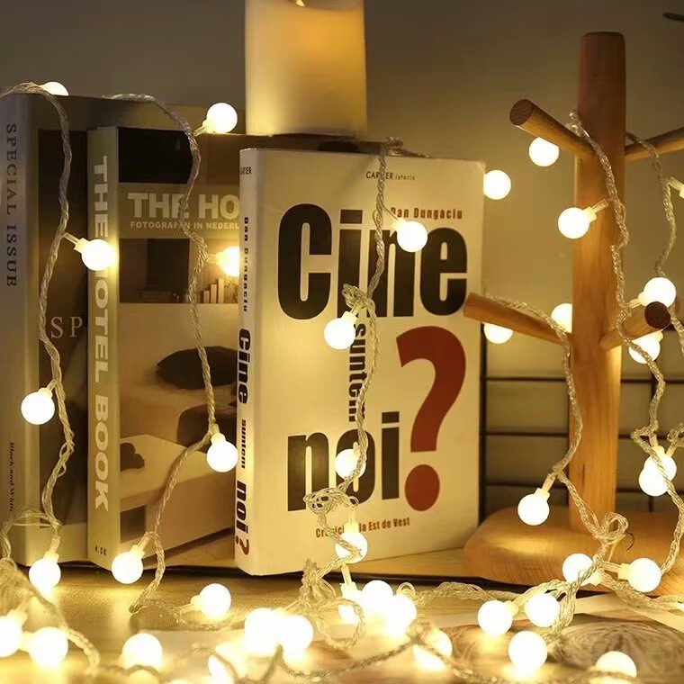 Dormitory bedroom net red decorative star lights small colored lights LED small white ball string lights Christmas birthday layout atmosphere lights