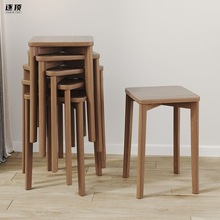 凳子可叠放实木家用方凳简约书桌学习矮凳客厅时尚餐桌椅子
