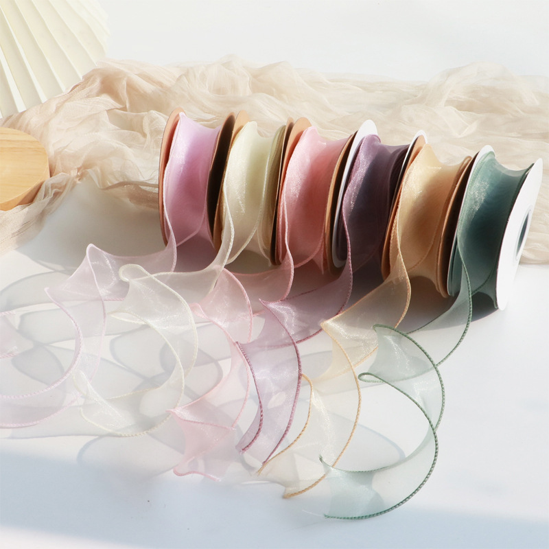 鱼尾纱丝带鲜花包装花束花艺花店雪纱丝波浪带蕾丝礼品盒包装彩带