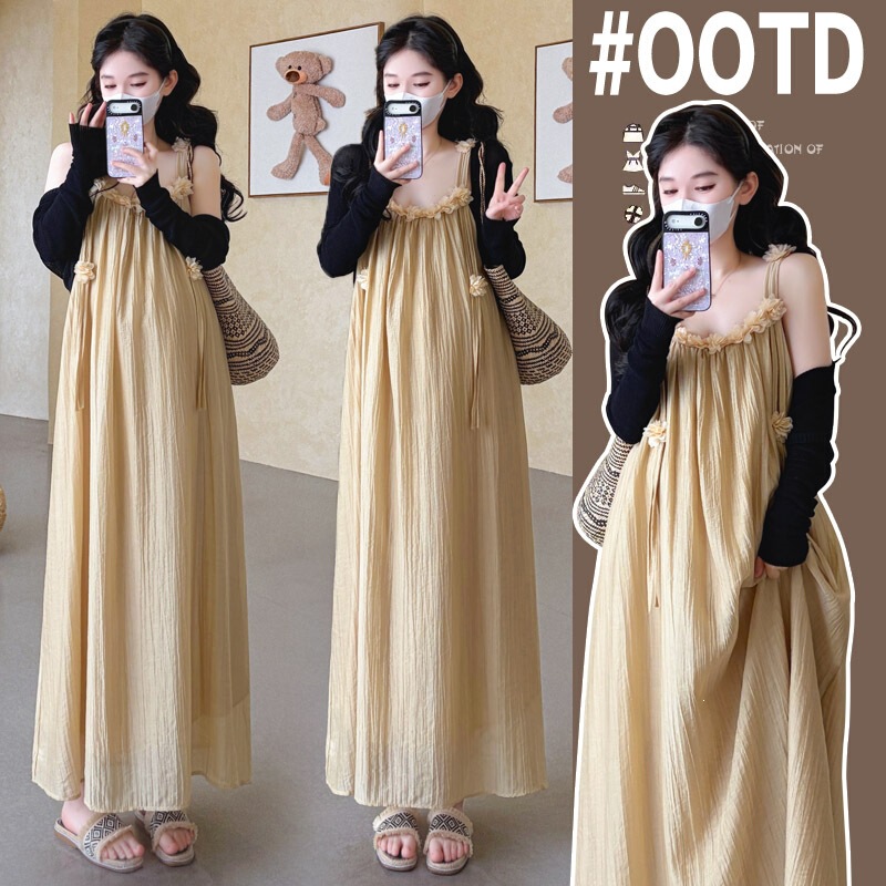 2026 New Trendy Maternity Summer Outfit: Plus Size Chiffon Maternity Camisole Dress + Cardigan Two-Piece Set for Pregnant Women 2026 New Trendy Maternity Summer Outfit: Plus Size Chiffon Maternity Camisole Dress + Cardigan Two-Piece Set for Pregnant Women