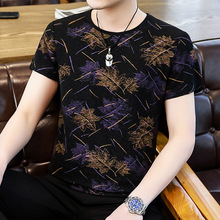 XD夏季青少年燙金短袖t恤男士ins潮牌個性時尚圓領韓版修身半袖