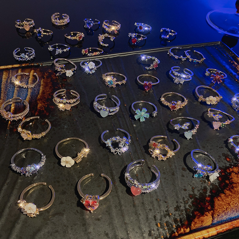 Fashion Geometric Copper Plating Artificial Diamond Open Ring