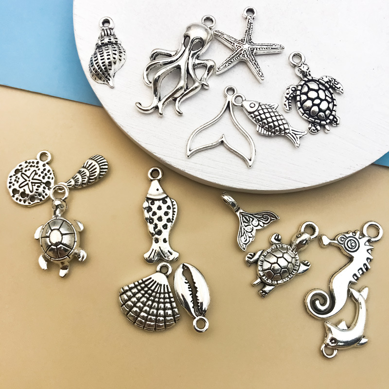 1g Weight Pendant Jewelry Making Type DIY Jewelry Accessories Classification 1 Piece Quantity Alloy Material Tortoise, Animal, Starfish, Ocean, Hippocampus, Shell Pattern Plating Design Cartoon Style, Retro Style 1 Piece Alloy Tortoise Animal Starfish Pendant DIY Jewelry Accessories 无