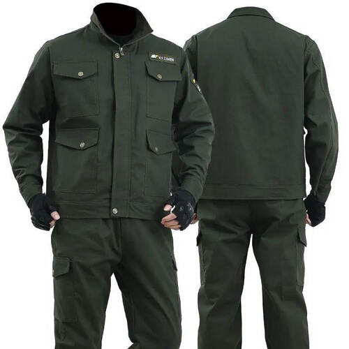 Spring and Autumn Thick Pure Cotton Workwear Set for Men, Construction Site Protective Clothing, Durable Auto Repair Welding Uniform