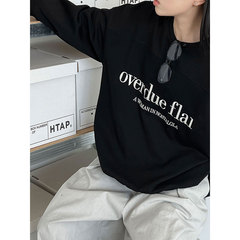 鹿西 韩系宽松廓形字母刺绣秋冬新款套头卫衣女慵懒简约上衣2073