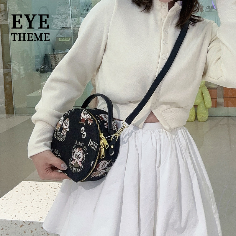 Mujeres bordadas Xiaoyuanbao portátil encantador diseño de cremallera de viento bolso de lona caricatura bolso de dama 2706 #