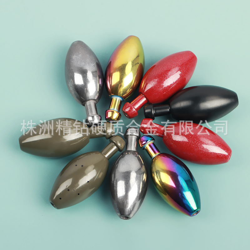 高比重带尾子弹头型钨渔坠 性能稳定 抗海水腐蚀 7g~56g彩虹色