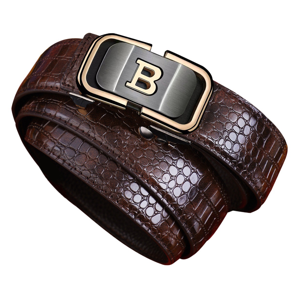 Cinturón de los nuevos hombres hebilla automática piel de vaca moda negocios elite pantalones de los hombres cinturón versátil casual cocodrilo patrón cinturón