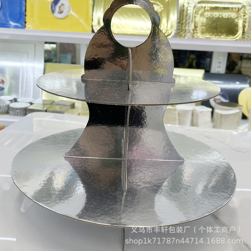 Fábrica directa desechable estante de pastel de papel dos capas fiesta de cumpleaños postres de boda estante de exhibición de diseño