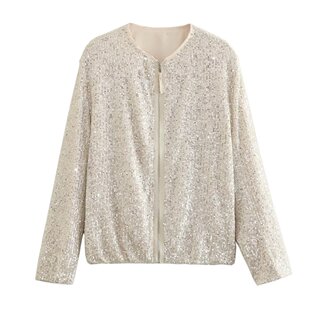Women's 2023 Round Neck Sequins Biker Bomber Jacket Coat Top Women's Baseball Suit YY5-67472