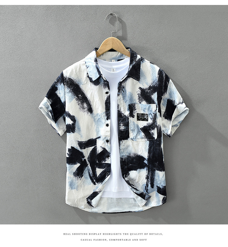 2026 New Trendy Printed Short-Sleeve Shirt For Men, Fashionable Versatile Casual Loose Top, Wholesale Available_viptrois.com