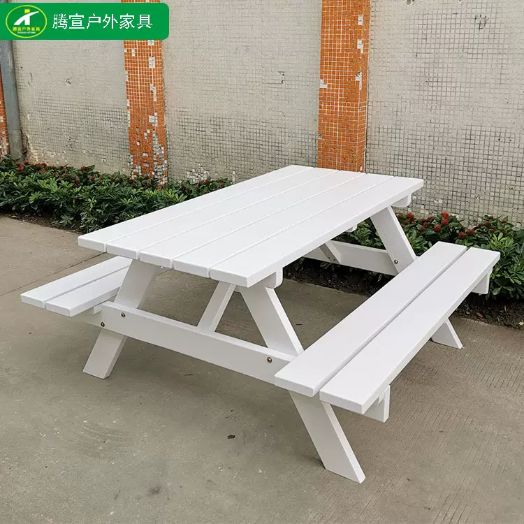 户外防腐木连体桌椅庭院防水柚木露台别墅室外休闲花园长桌组合