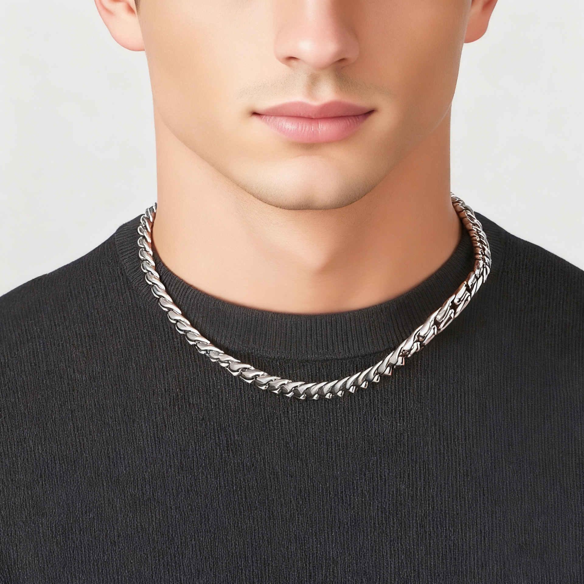 Personalised Dragon Bone Chain Necklace For Men In Stainless Steel_voghion.com