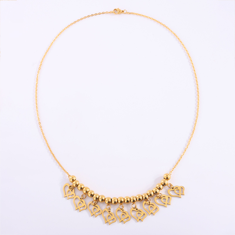 Women's Gender PVD Coated Real Gold Plated Heart Shape Stainless Steel Exaggerated Waterproof Non Tarnish Titanium Steel Necklace