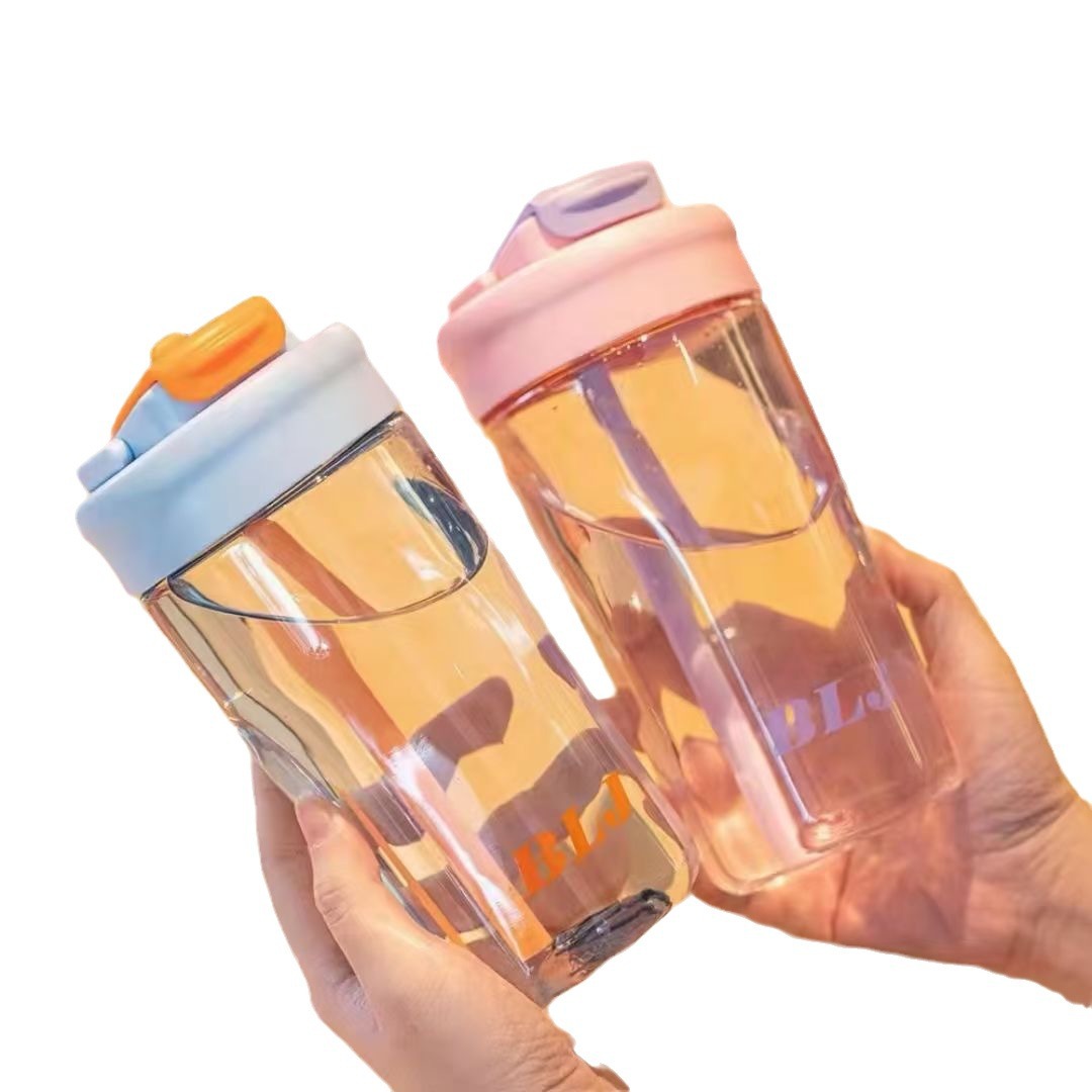 Tecnología shanghe chica linda flor taza de té taza de plástico estudiante deportes agua taza Internet celebridad portátil práctico taza