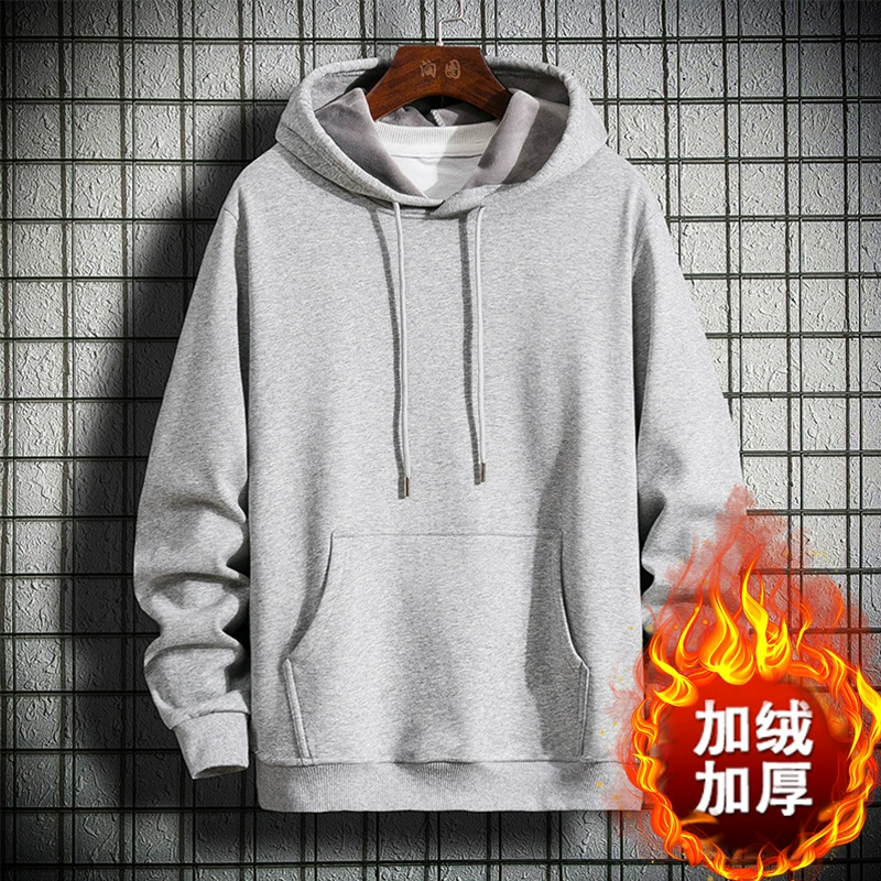 Толстовка на флисовой подкладке, новая мужская осенне-зимняя толстовка, свободная Модная брендовая Толстовка на флисовой подкладке, мужская толстовка с утепленным капюшоном