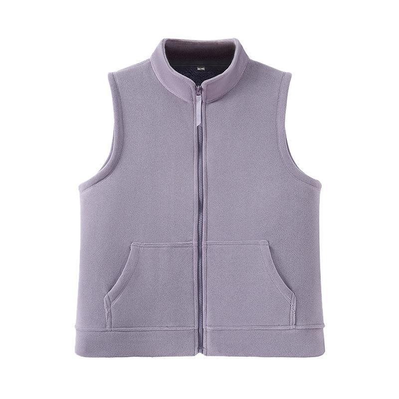 Middle-Aged and Elderly Women's Winter Velvet Thickeneded Warm Vest Mother's Polar Fleece Cardigan Zipper Vest Vest Top