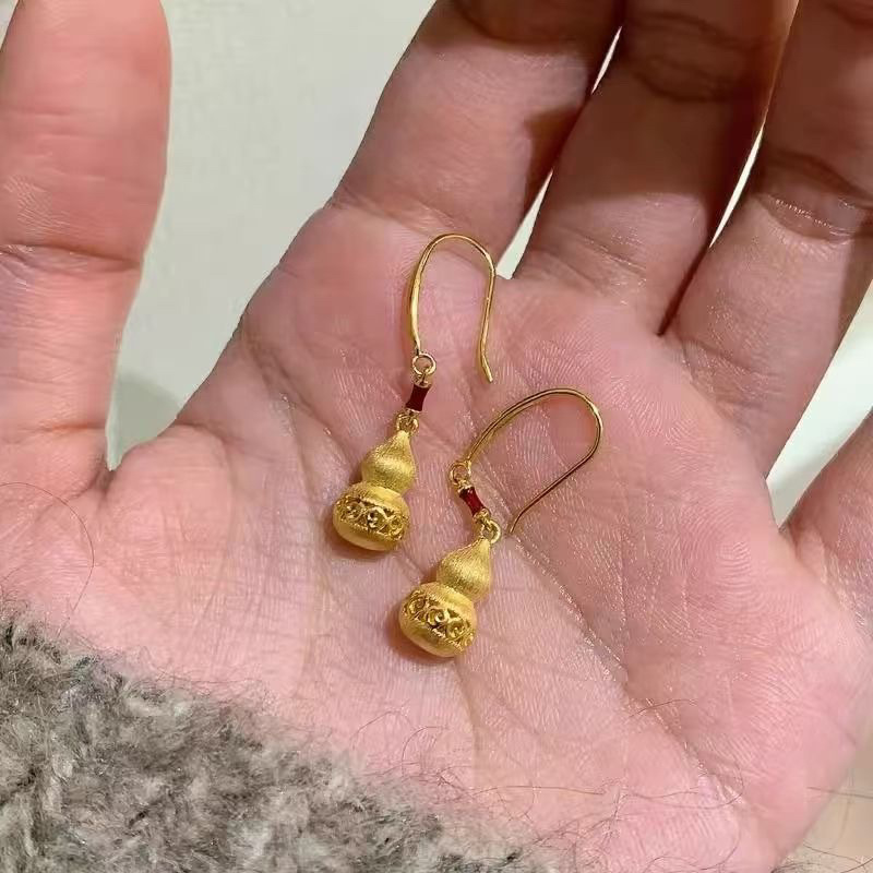 Small and Exquisite Brushed Cut Out Gourd Earrings for Women 2025 New Style Simple and Versatile Fresh and Sweet Ins Earrings