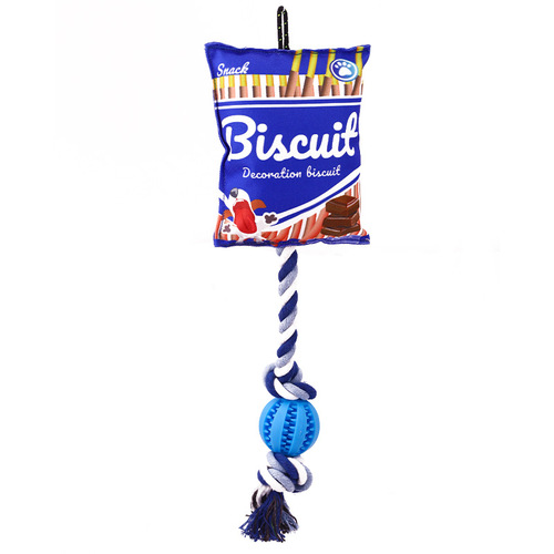 Cross-border new potato chips dog vocal teething toys pet cotton rope bite-resistant toys self-stimulating large dog toys