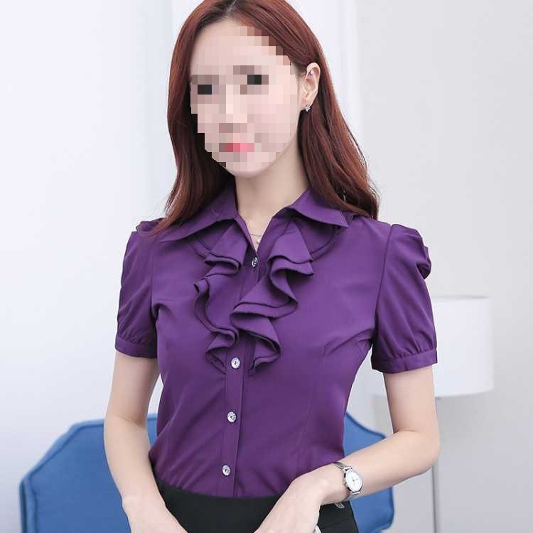立领衬衫女职业装大码衬衫女长袖修身职业装韩版打底衫女衬衣|undefined