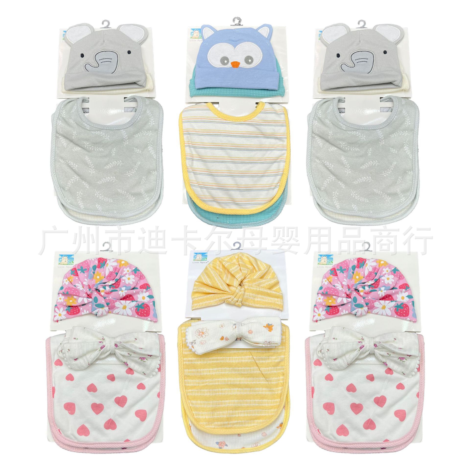 Toallas de saliva para bebés gorra de 4 piezas set de algodón puro buck absorción buck recién nacido arco accesorios de encaje mezcla de colores