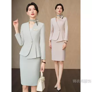 职业西装套装女春秋气质修身医美前台接待工装售楼部美容院工作服