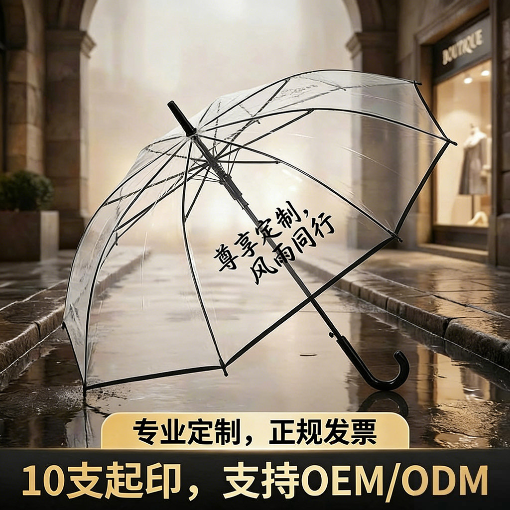 Korean small fresh transparent umbrella ins long handle umbrella…