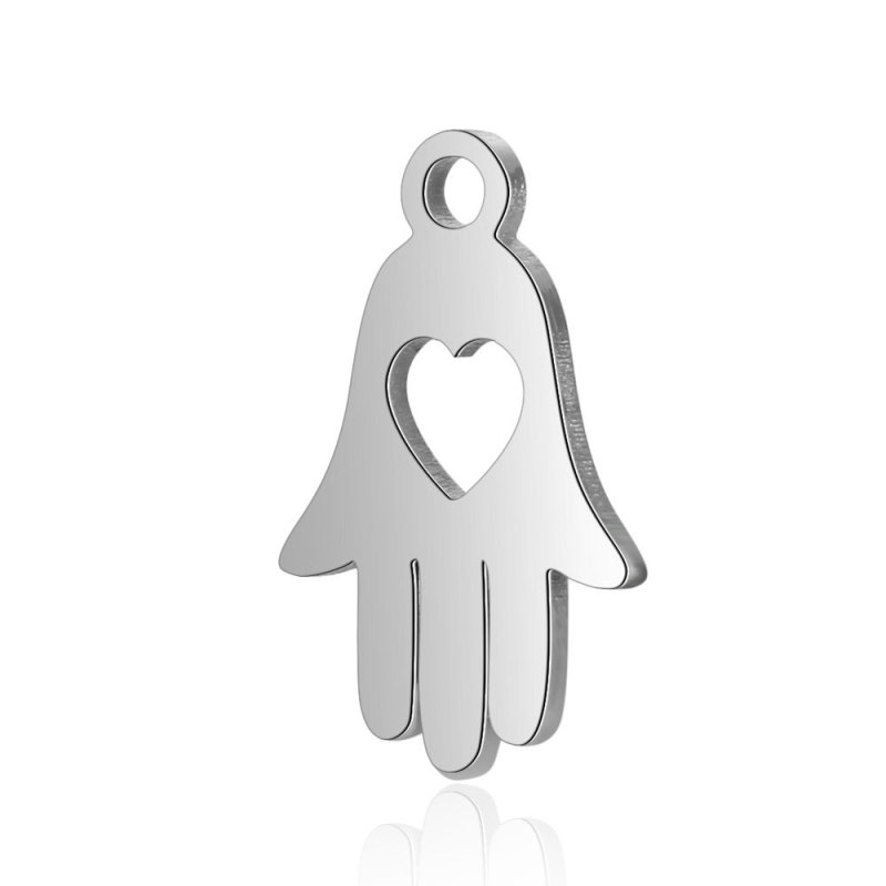 Stainless steel full polished laser cutting HAMSA hollow love Palm pendant titanium steel jewelry accessories wholesale