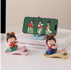 古風唐仕女携帯電話スタンドかわいい置物オフィススタッフ怠け者追劇神器デスクトップ装飾品