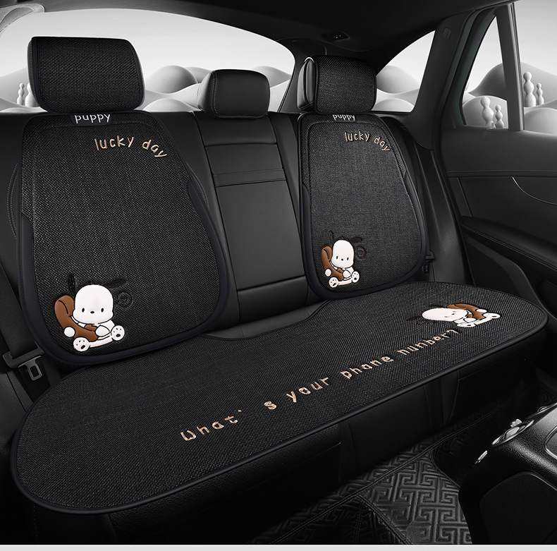 Car Seat Cushion for All Seasons, Cartoon Chunma Rear Three-Piece Car Seat Cushion, New Breathable Half-Pack Seat Cover for Women