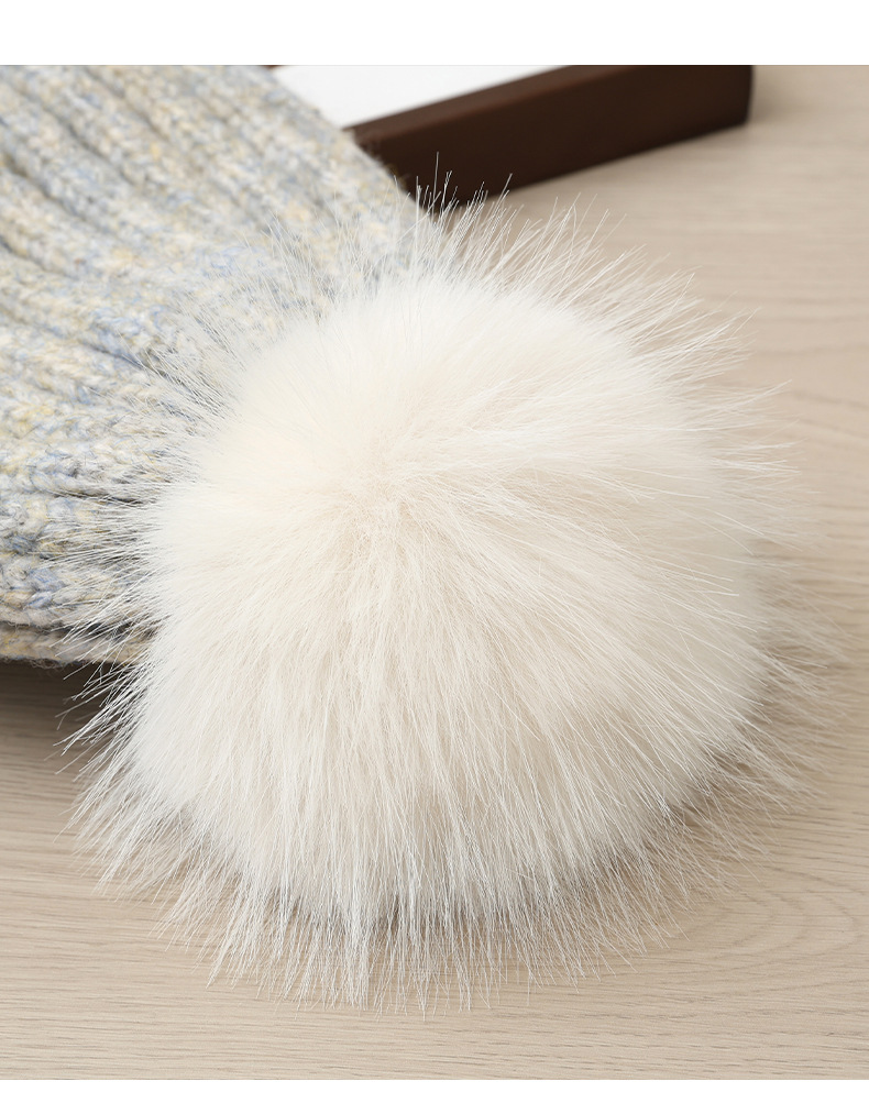 Gorro de lana de punto con bordado de letras inglesas, versátil, bonito y cálido, ideal para otoño e invierno. Con pompón. Estilo coreano._voghion.com