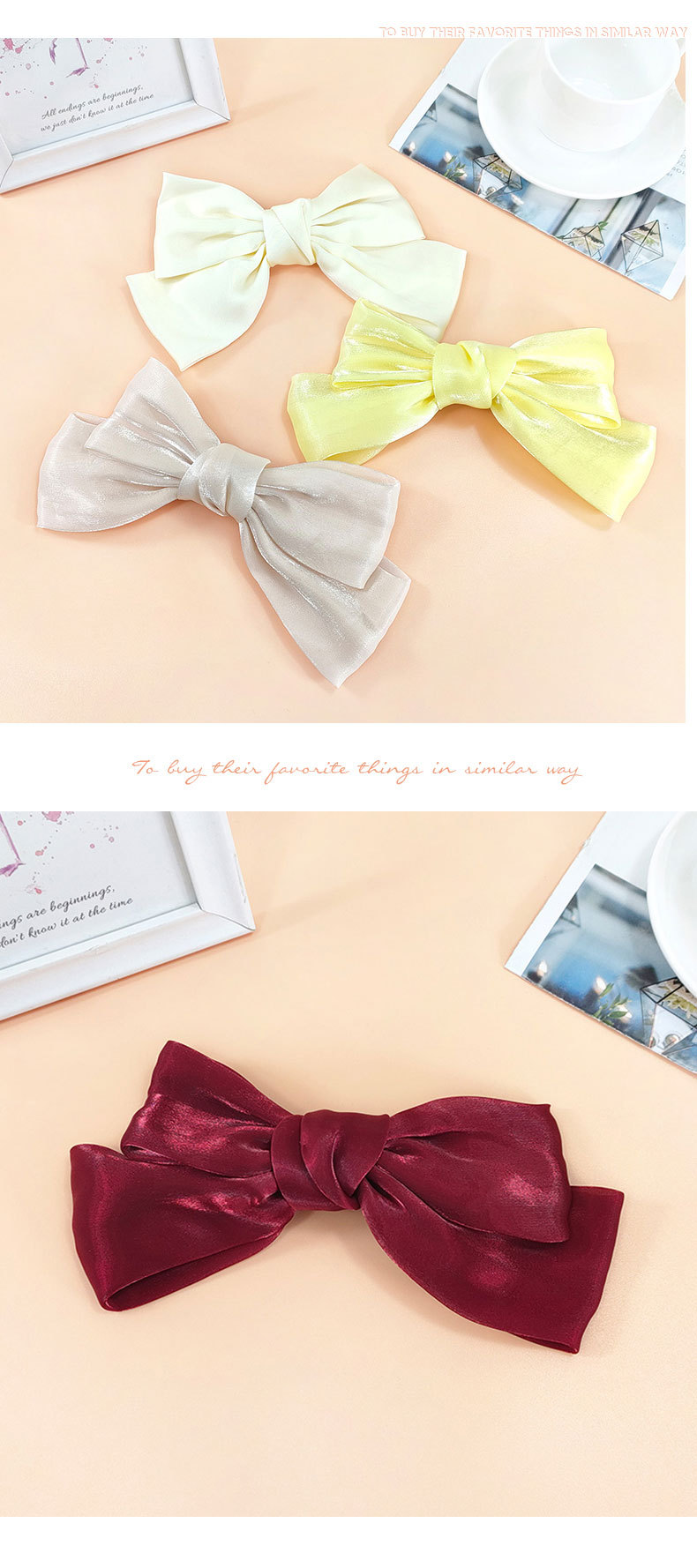 Fabric Silky Satin Bow Hairpin Simple Wide-sided Spring Clip Top Clip Steel Clip display picture 3