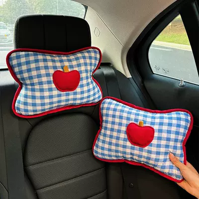 Cute car seat headrest car Headrest - a-pair-of-blue-and-white-apple-headrests