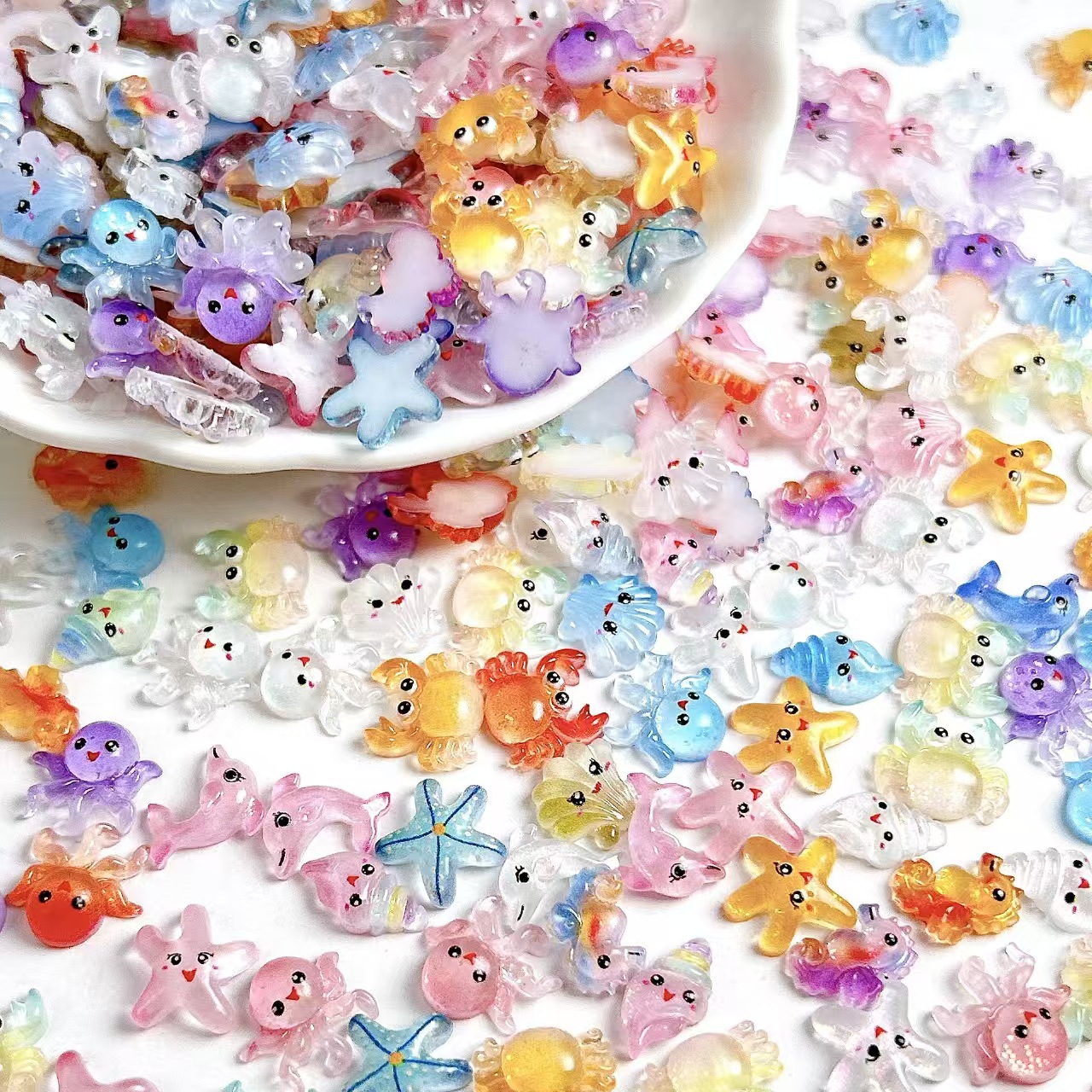 Underwater World Cartoon Nail Art Accessories Cute Resin Shells Starfish Seahorse Conch Nail Decoration Accessories Small Parts