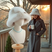 新款仿狐狸毛绒渔夫帽大头围宝宝帽子女款高级感成人帽盆跨境外贸