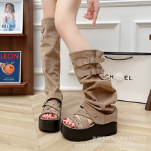 �ɴ�ѝ�ܶѶ��LͲѥŮ���⴩����¶ֺ�¸�8cm���ߺ���ɸ����Ь